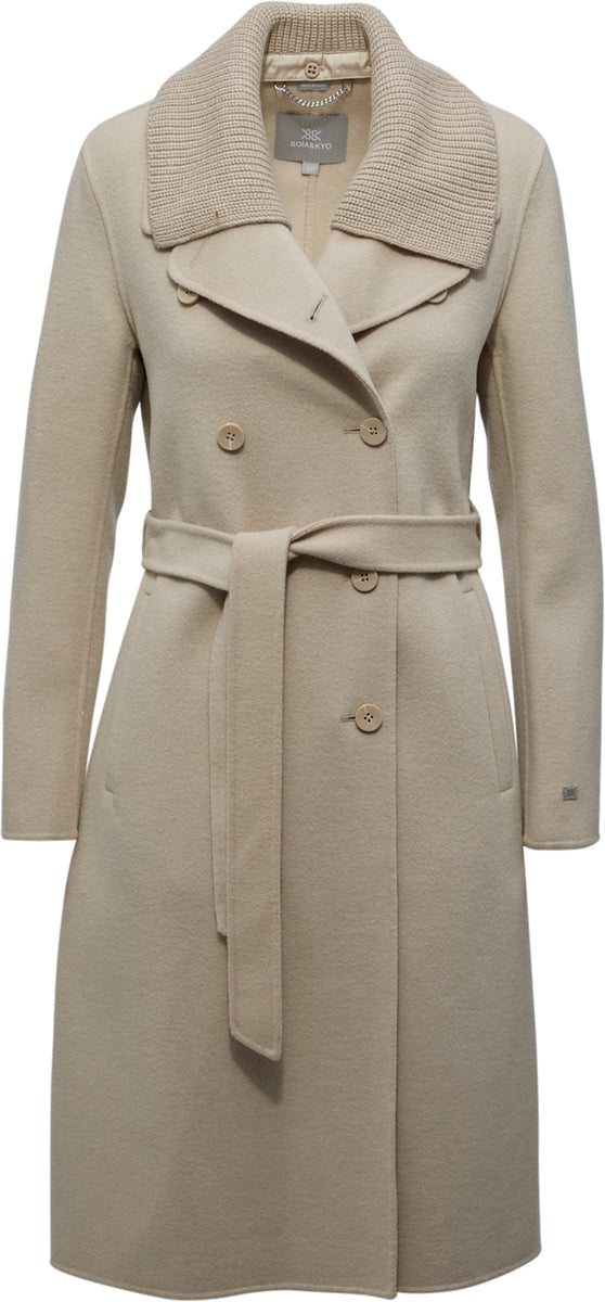 SOIA & KYO Anna Double-Face Wool Coat with Detachable Chunky Knit Collar -  Women's