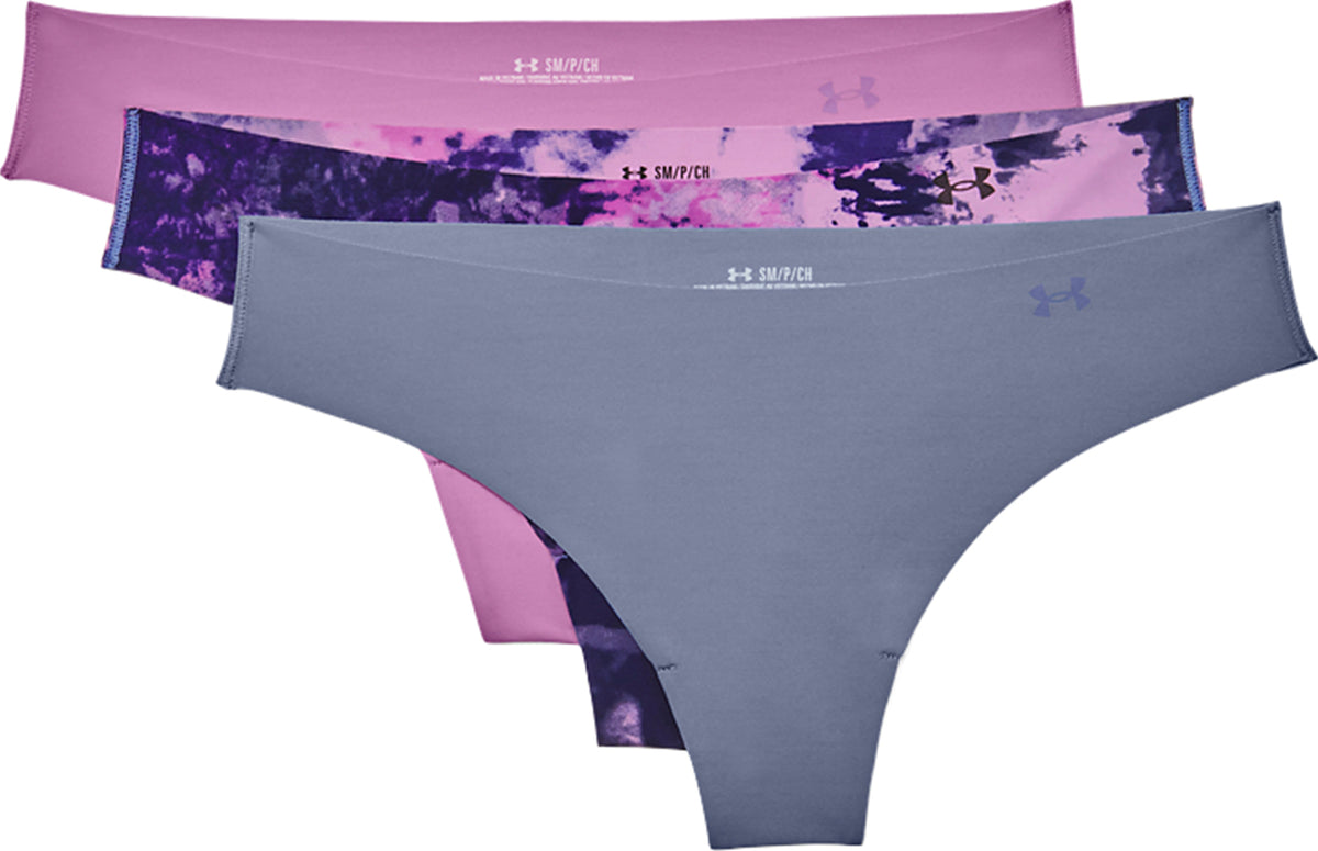 Under Armour L79426 Womens 3-Pk Dash Pink Pure Stretch Thong Underwear Size  XS