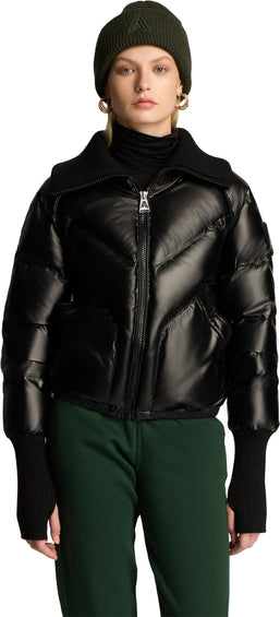 Alpenhaus Morinway Short Puffer Bomber Jacket with Oversized Rib Knit Collar - Women's