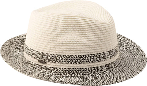 Canadian Hat Fulvio Bi-Color Short Fedora Hat with Straw Detail - Unisex