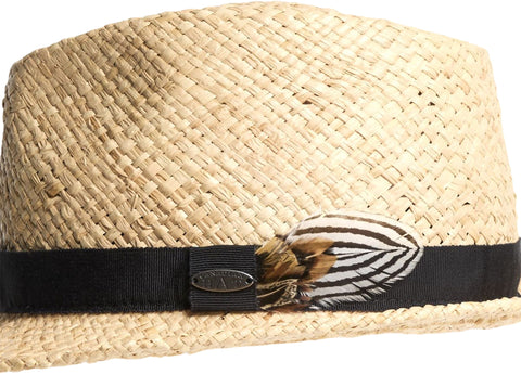 Canadian Hat Florean A Fedora Hat in Raffia with Feather - Unisex