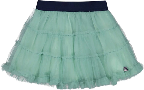 Deux par Deux Turquoise Mesh Skirt with Frills - Big Girl