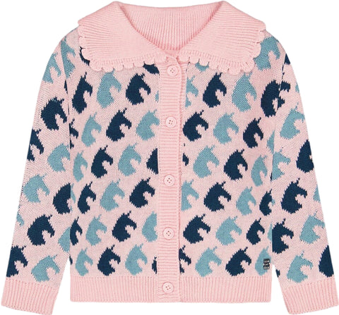 Deux par Deux Jacquard Unicorn Knit Cardigan - Big Girl