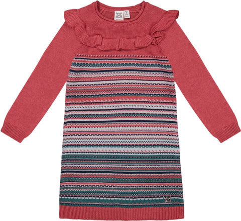 Deux par Deux Jacquard Stripe Sweater Dress - Little Girl