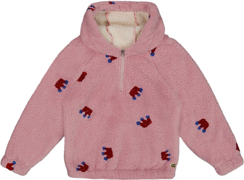 Deux par Deux Plush Hoodie with Crown Pattern - Big Girl