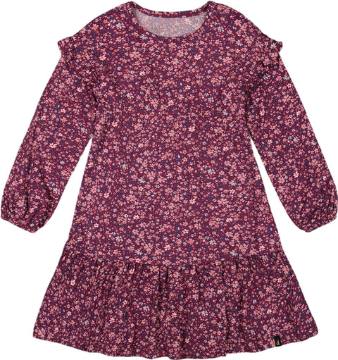 Deux par Deux Printed Little Flowers Dress with Frills - Big Girl