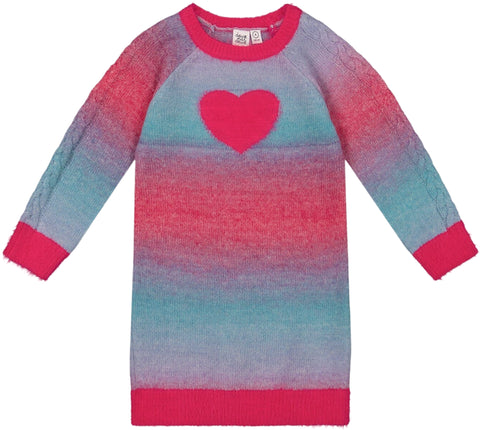 Deux par Deux Knit Dress with Heart Gradient - Big Girl