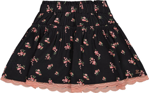 Deux par Deux Printed Flowers Flare Viscose Skirt - Big Girl