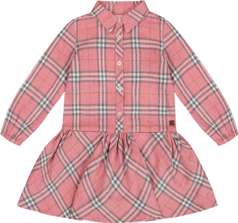 Deux par Deux Plaid Flannel Shirt Dress with Frill - Big Girl