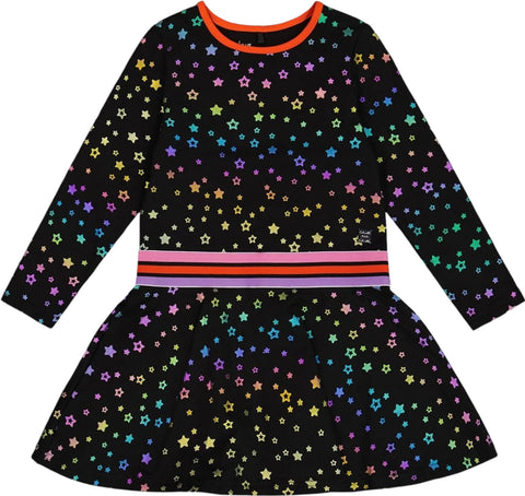 Deux par Deux Foil Printed Stars Dress - Big Girl