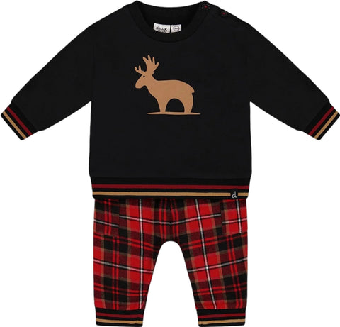 Deux par Deux Plaid Fleece Sweatshirt and Pant Set - Baby Boy