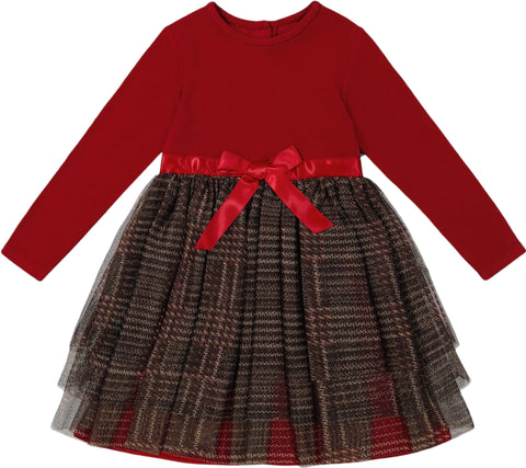 Deux par Deux Bi-Material Dress with Glittering Tulle Skirt - Baby Girl