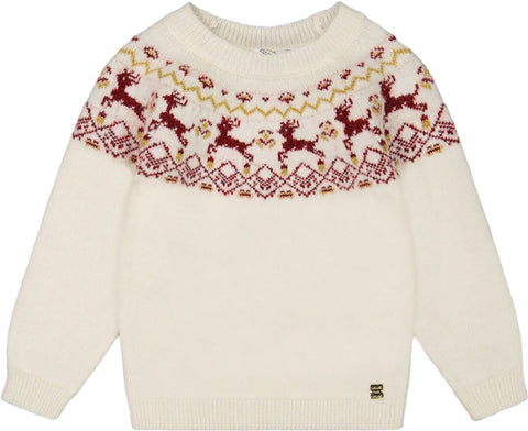 Deux par Deux Sweater with Christmas Intarsia - Little Girl