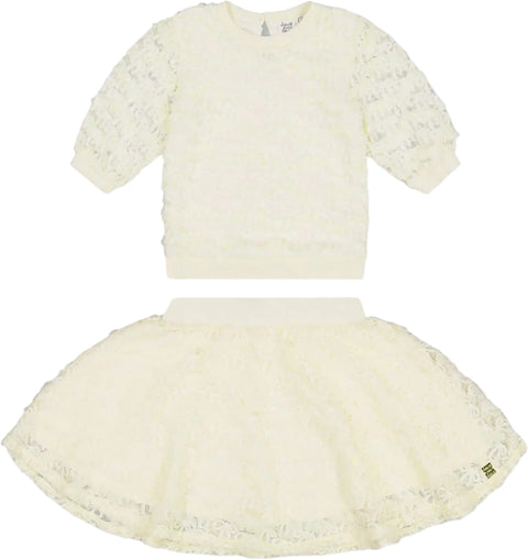 Deux par Deux Eyelet Top and Skirt Set - Little Girl