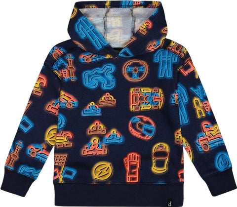 Deux par Deux Hooded Printed Karting Fleece Sweatshirt - Little Boy