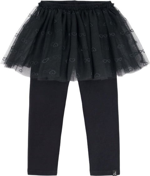 Deux par Deux Leggings with Heart Pattern Tulle Skirt - Big Girl