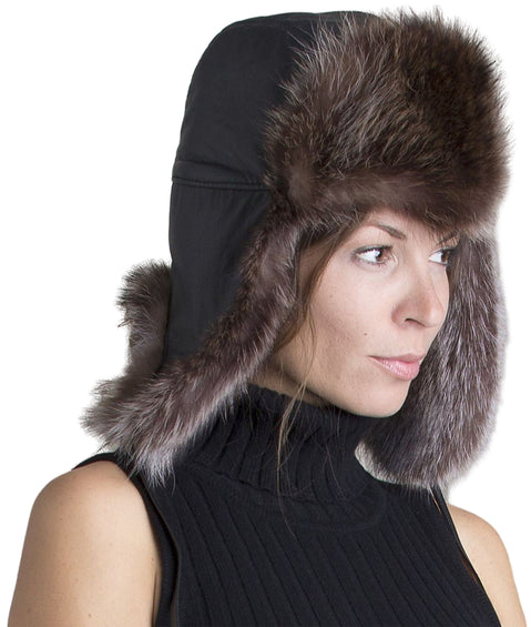 Harricana Chapka Hat with Upcycled Raccoon Fur - Unisex