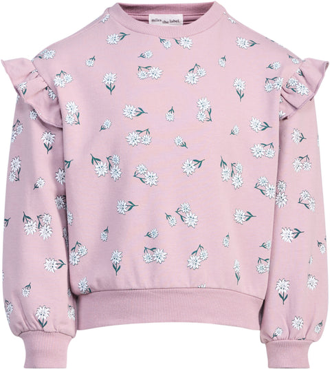 Miles The Label Poinsettia Print on Elderberry Sweatshirt - Girls