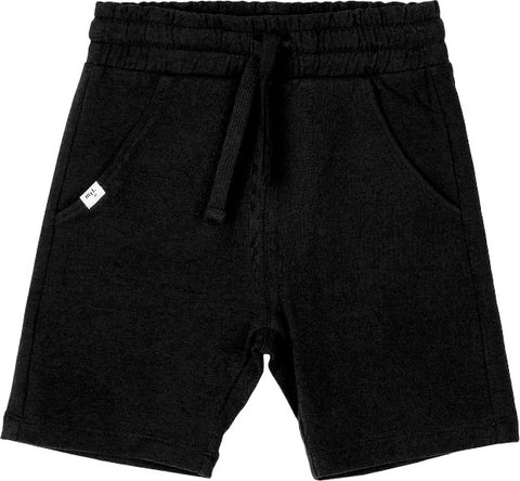 Miles The Label Miles Basics Black Terry Shorts - Kids