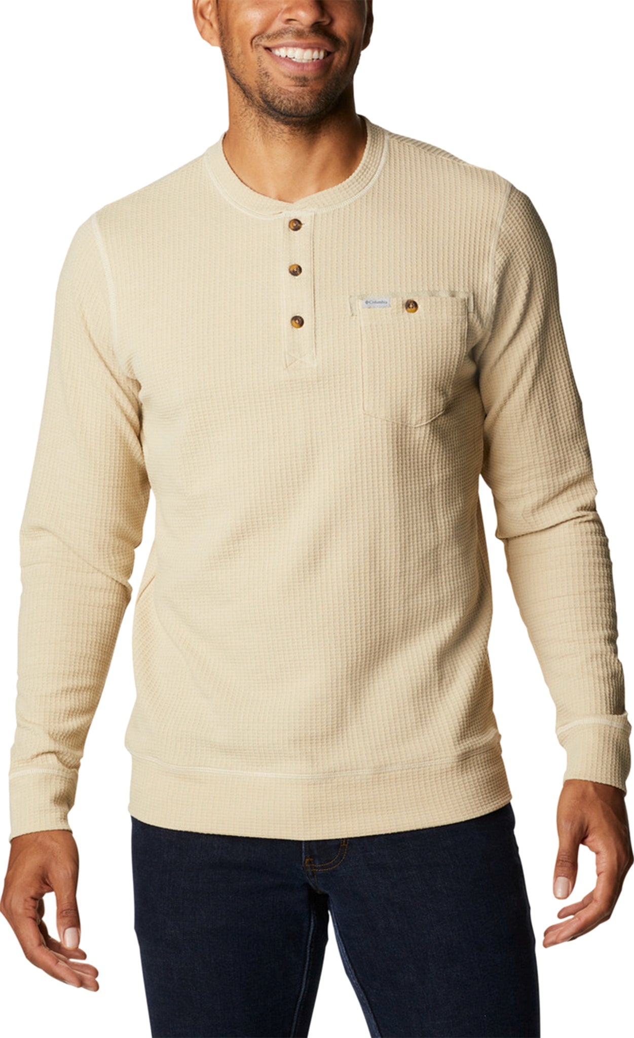 Wool&Prince | Waffle Henley - Oatmeal heather