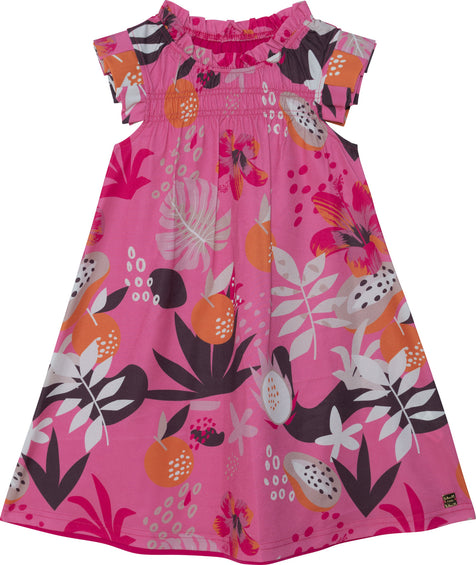 Deux par Deux Printed Dress with Smocking - Little Girls