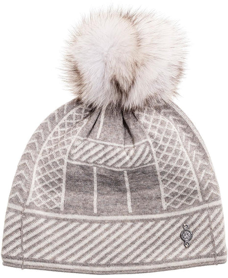 Harricana Jacquard Beanie With Upcycled Fur Pom Hat - Women's