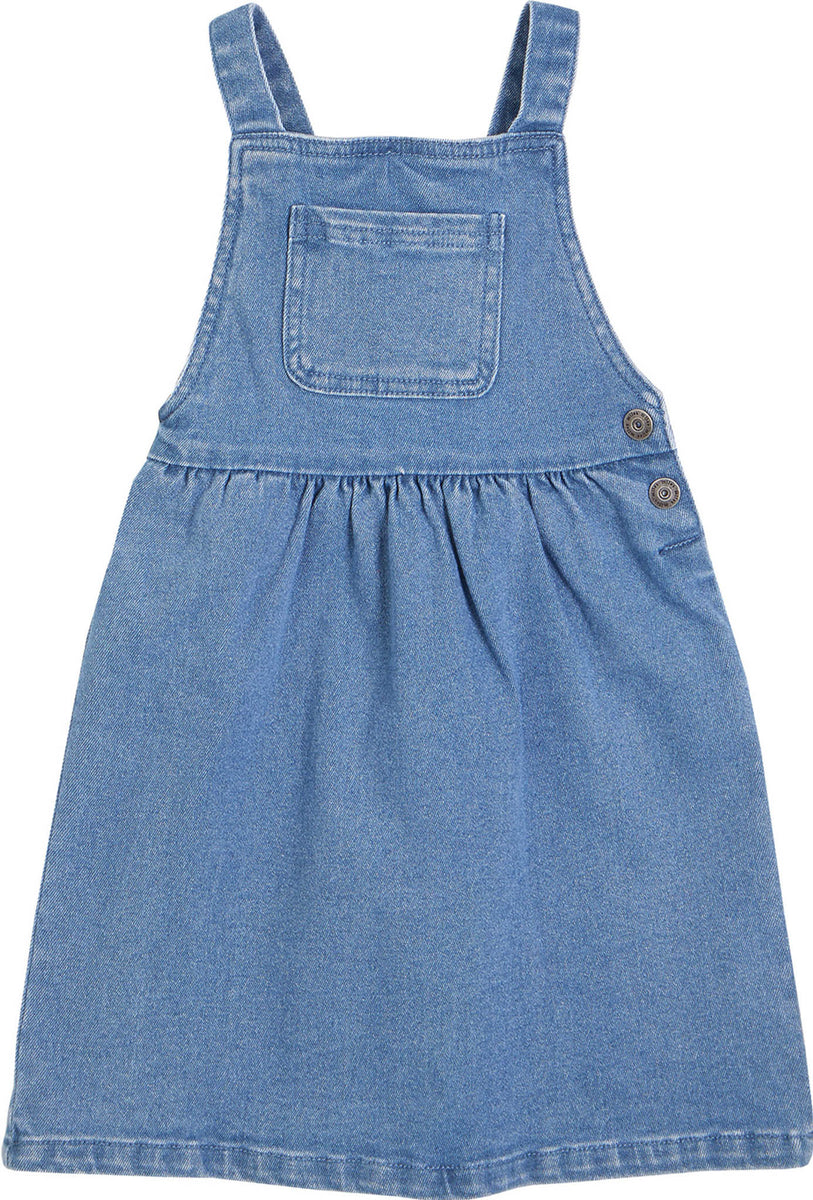 Miles The Label Denim Dungarees Dress - Little Girls | Altitude Sports