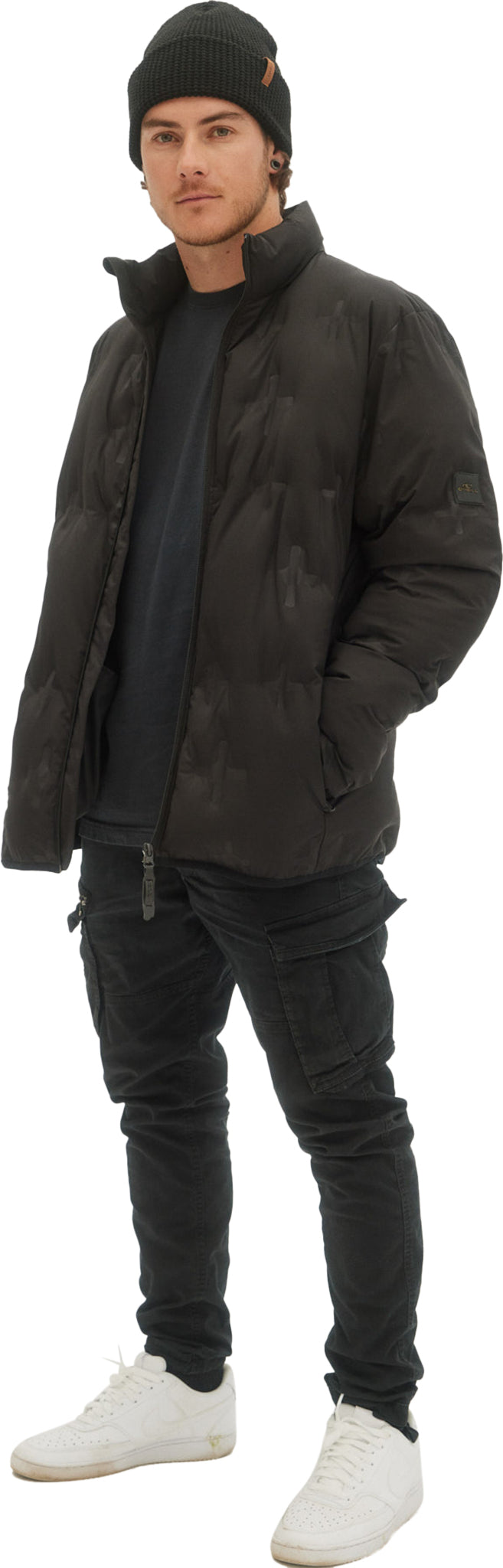 Down jacket with heat welded seams