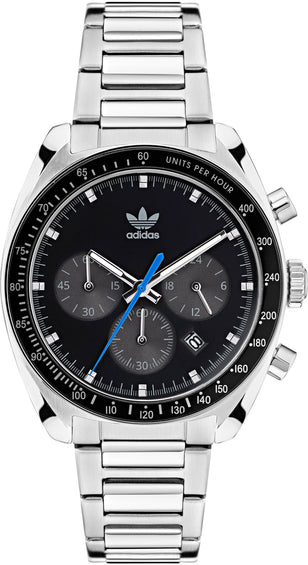 Timex Adidas Originals Chrono Watch with Black Dial and Stainless Steel Bracelet