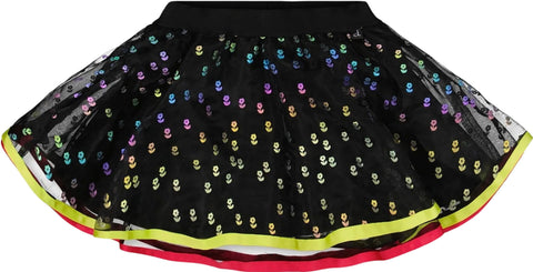 Deux par Deux Multicolor Printed Mesh Skirt - Big Girls