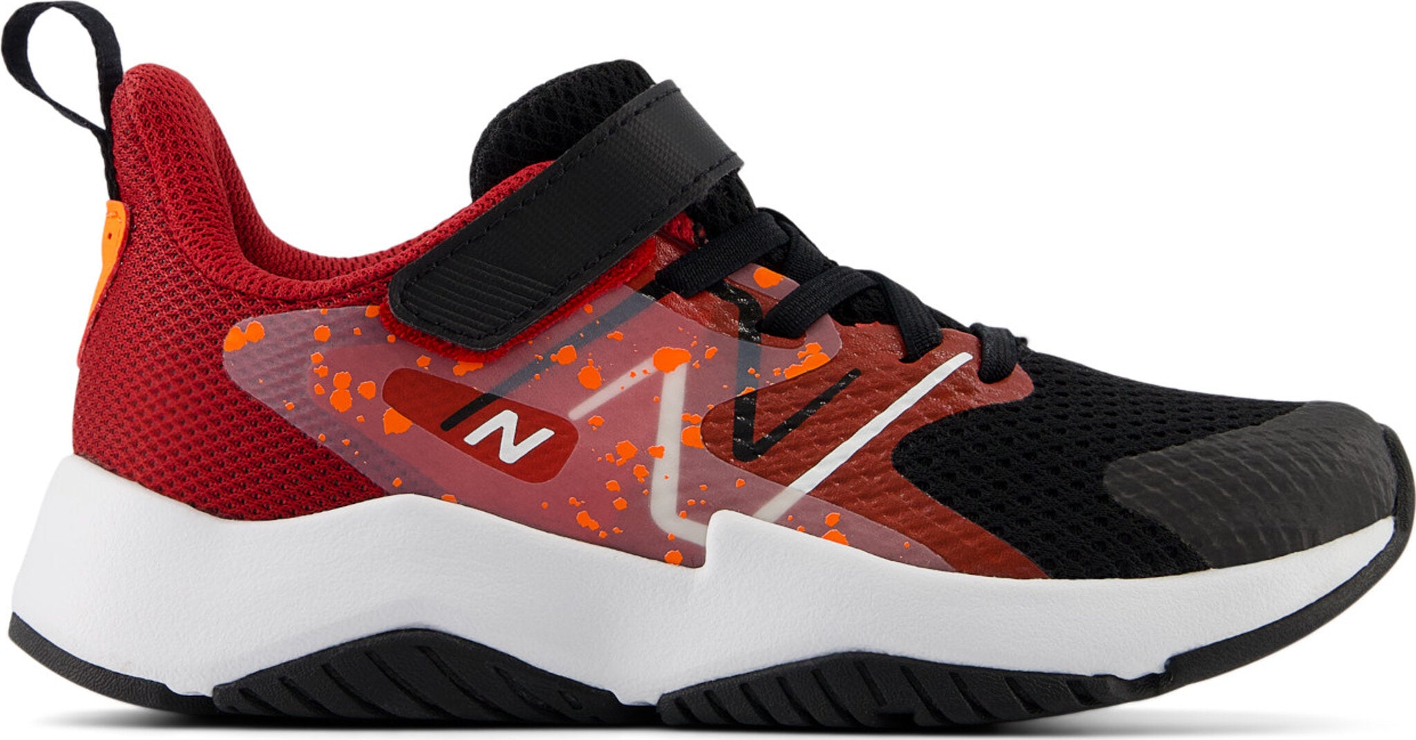 New Balance Ytravv2 Rave Run V2 Bungee Lace With Top Strap Girls' Shoes - Black/True Red/Blaze Orange, 2, Standard