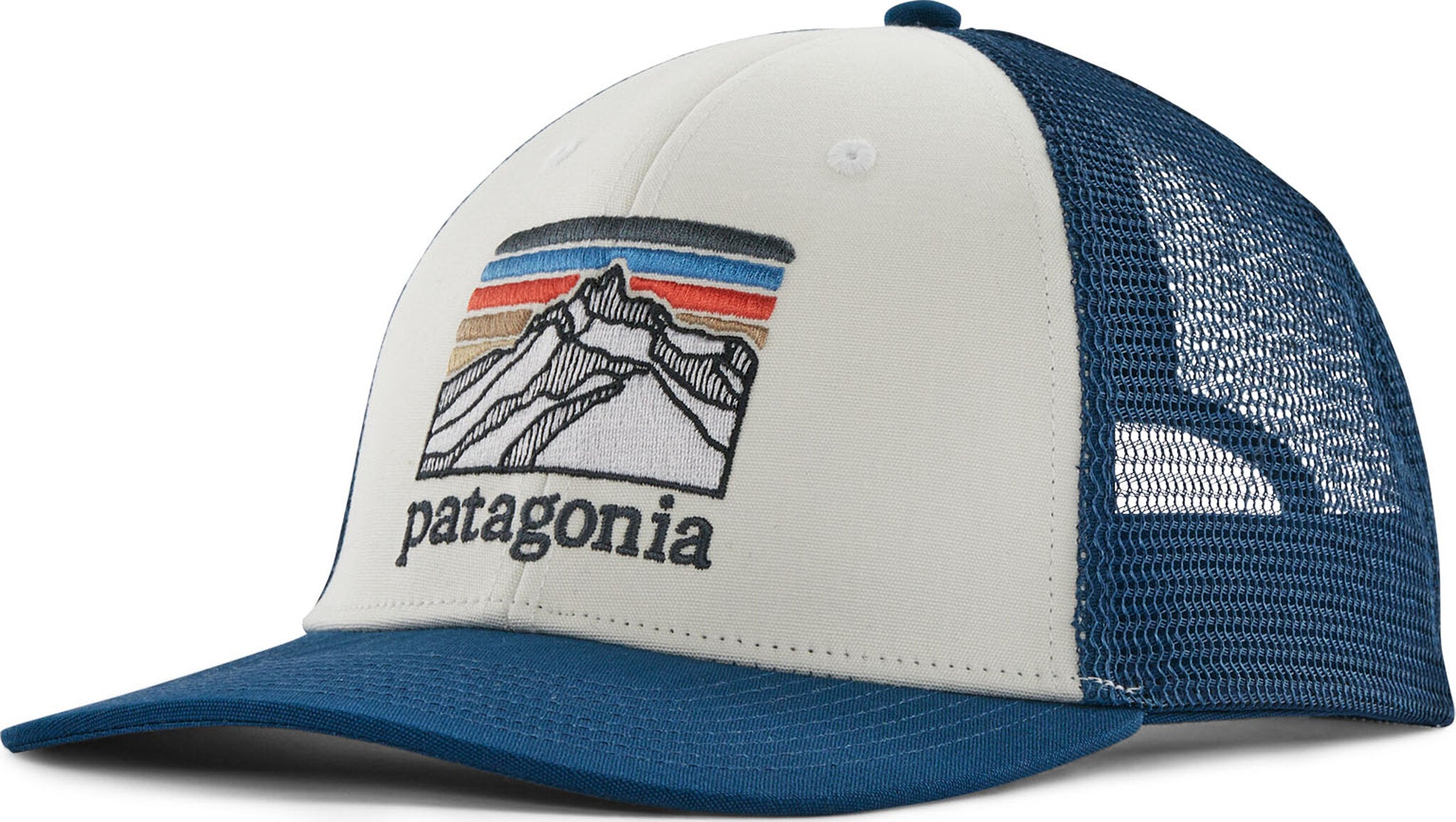Patagonia Line Logo Ridge LoPro Trucker Hat - White w/Lagom Blue