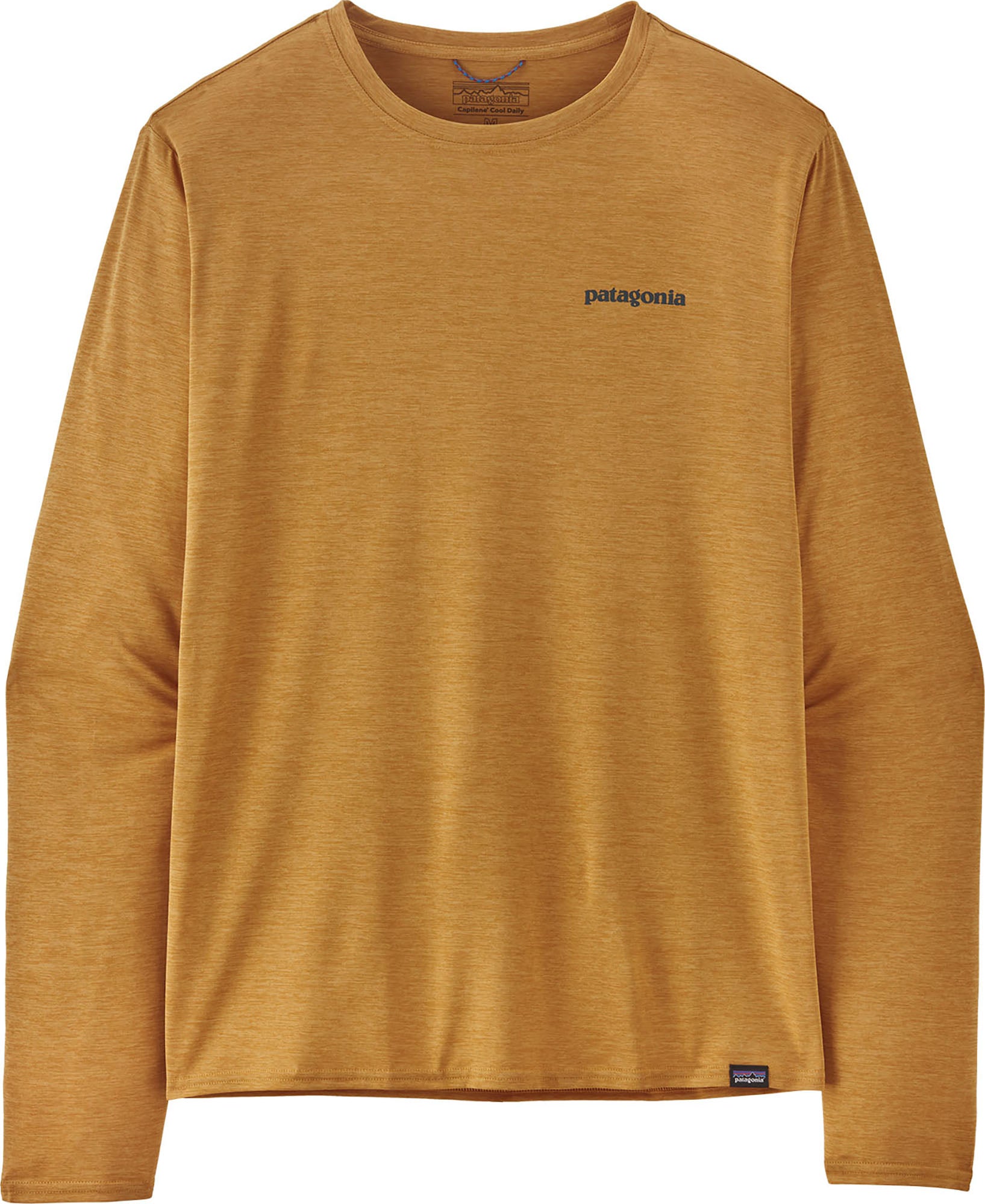 Patagonia Long-Sleeved Capilene Cool Daily Graphic Shirt-Waters - Men's S Boardshort Logo - Pufferfish Gold X-Dye